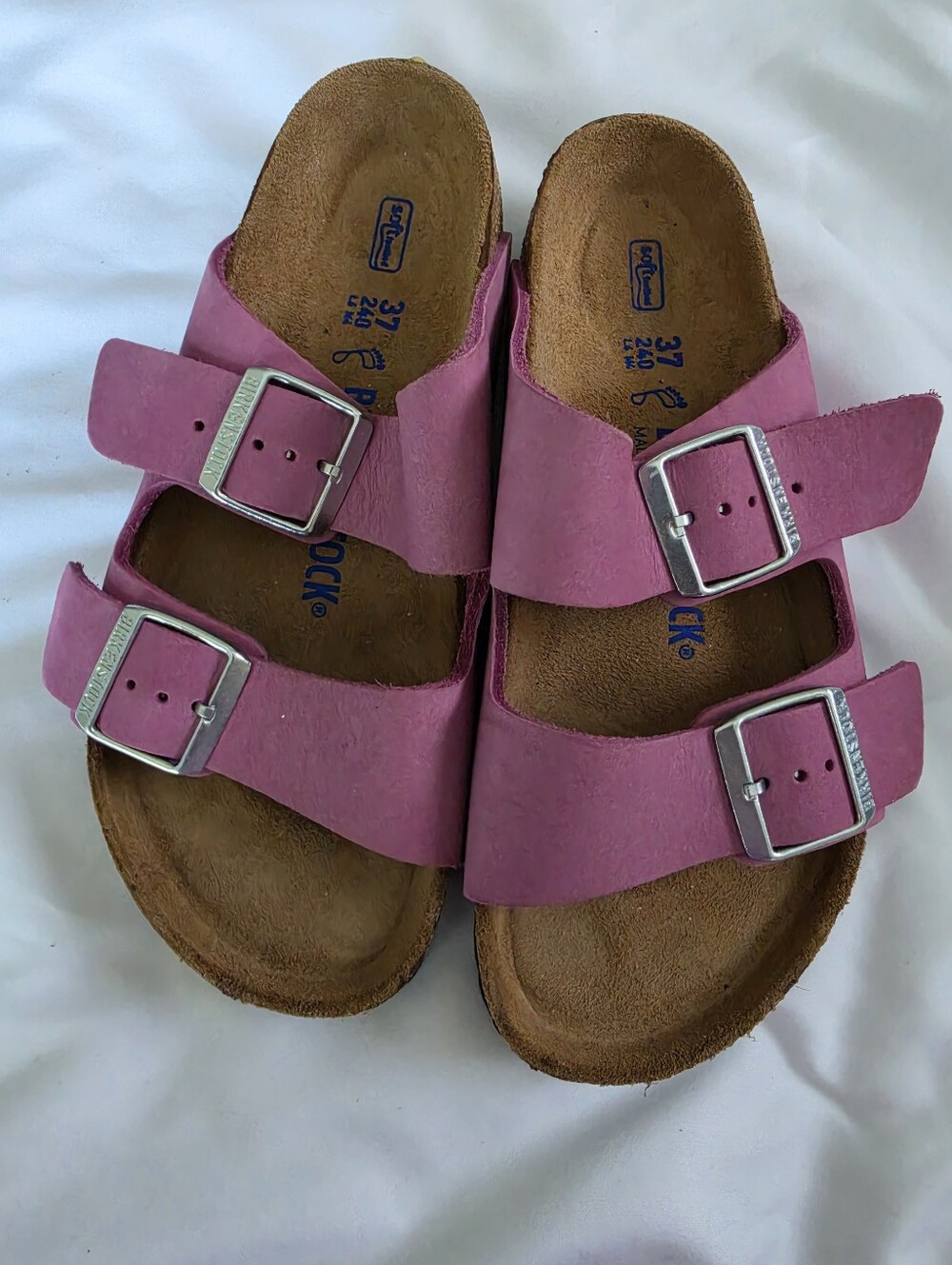 Birkenstock Arizona, Size 37 Regular/Wide, Purple Orchid Nubuck, Soft Footbed